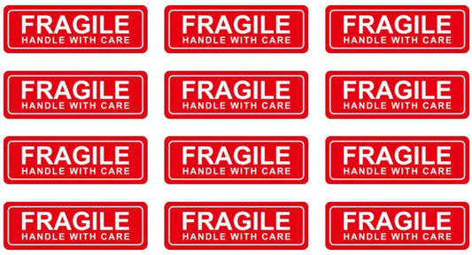 Sheet of 10x Fragile Stickers